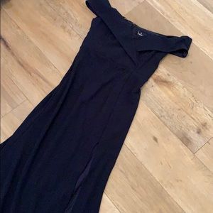 Song of Love Navy Blue off-the-shoulder maxi dress